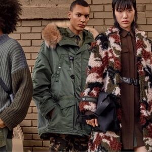 Zara SRPLS Olive Green Parka with Fur Trim